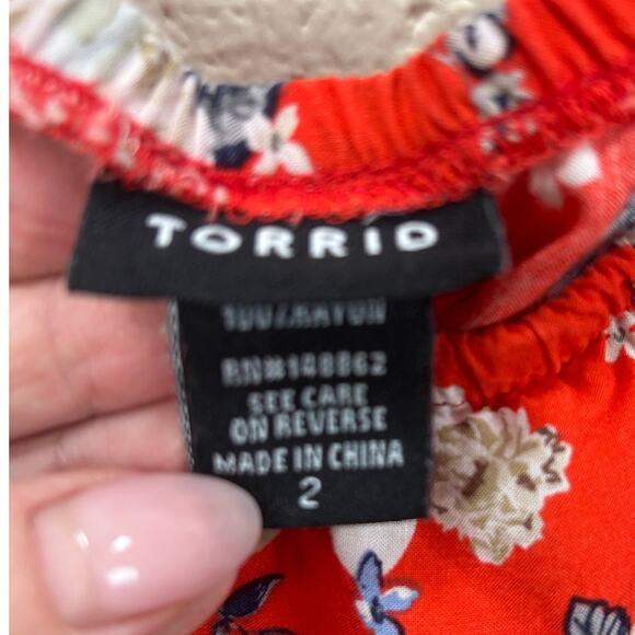 Torrid Orange Floral Baby Doll Tank size 2 - Picture 2 of 8